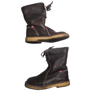 Duckfeet Arhus Chocolate Brown Pebbled Leather Shearling Lined Boots EU 38 /7
